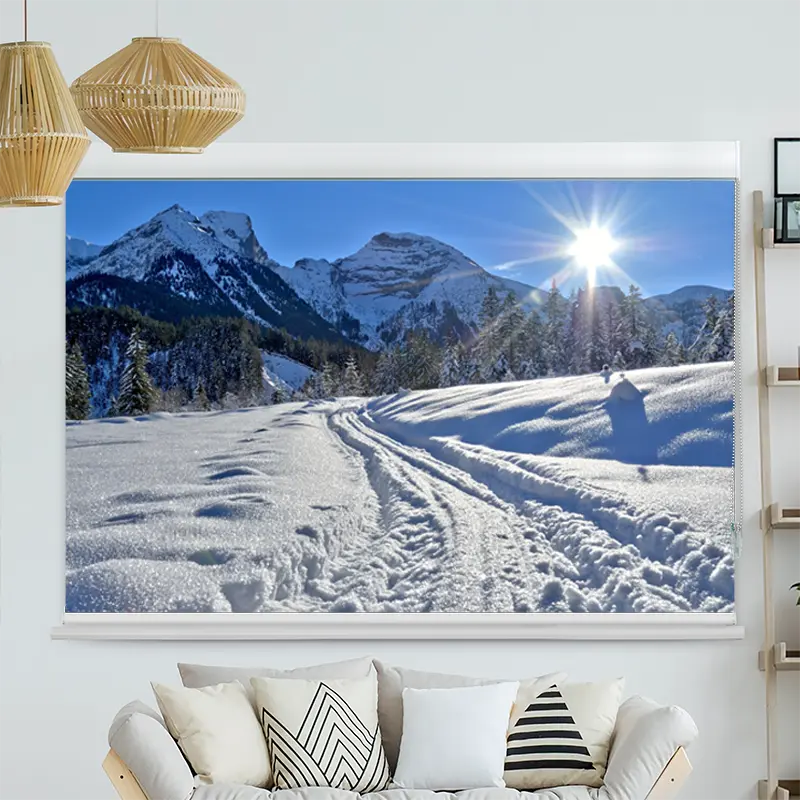 Kassettenrollo Motiv "Berge Schnee" | bis B 420 x H 420 cm