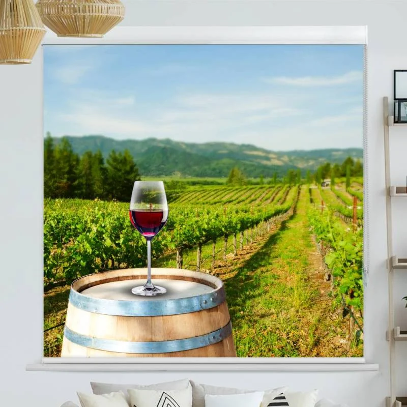 Kassettenrollo Motiv "Rotwein Im Weinberg" | bis B 420 x H 420 cm