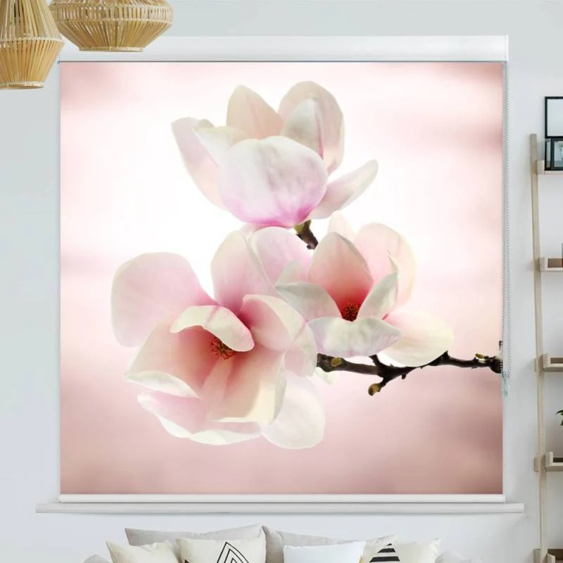 Kassettenrollo Motiv "Magnolia Bluete Rosa" | bis B 420 x H 420 cm