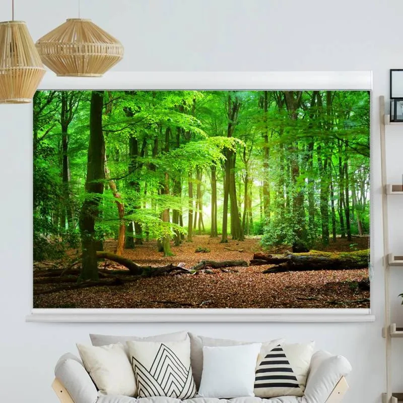 Kassettenrollo Motiv "Wald Laub" | bis B 420 x H 420 cm