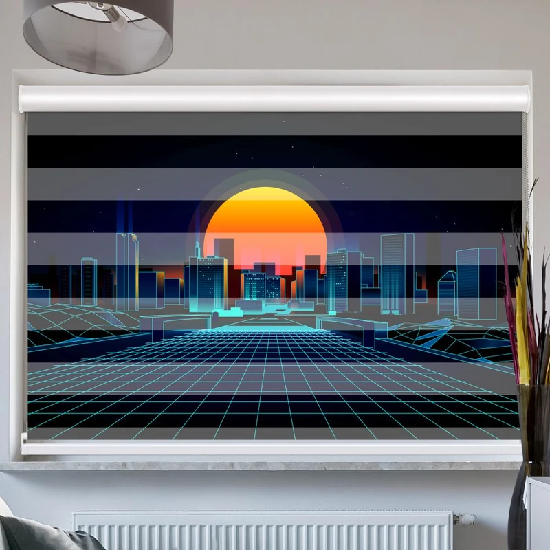 Doppelrollo mit Kassette "Retro Sci Fi Background"