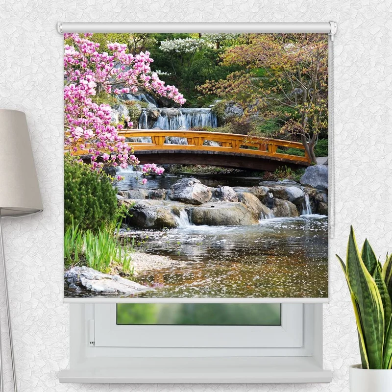 Motivrollo 'Asiatischer Garten' | Bis B 430 x H 440 cm
