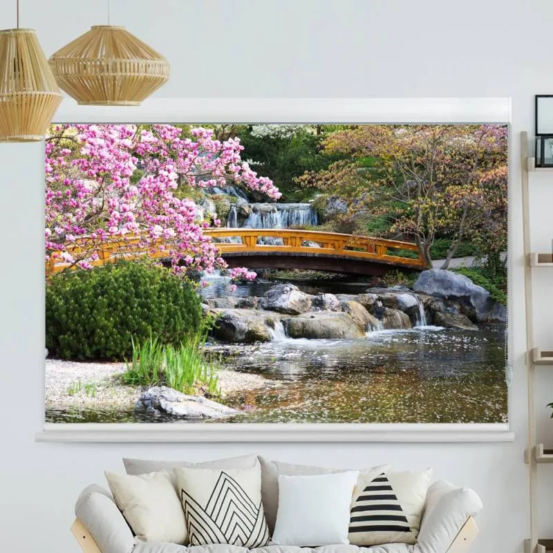 Kassettenrollo Motiv "Asiatischer Garten" | bis B 420 x H 420 cm