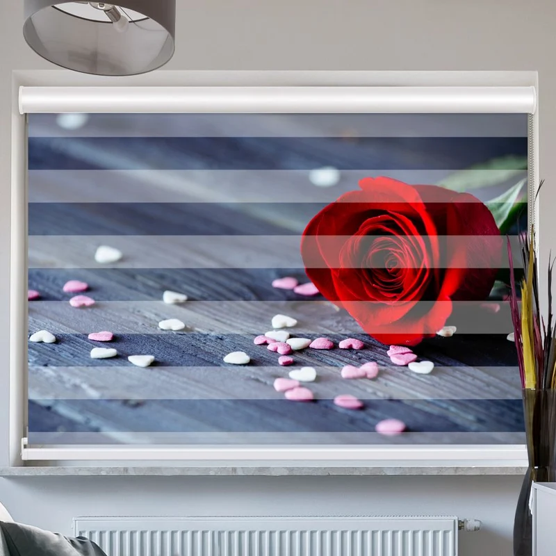 Doppelrollo mit Kassette "Rose Rot"