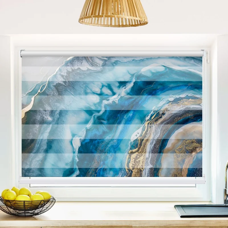 Klemmfix Doppelrollo 'Gemaelde Blau Oel' | Klemm Doppelrollo