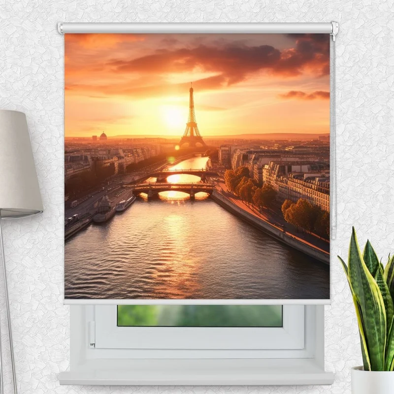 Motivrollo 'Paris Skyline Seine' | Bis B 430 x H 440 cm