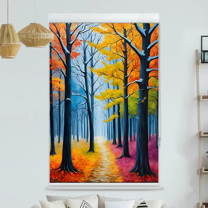 Kassettenrollo Motiv "Herbstwald Gemaelde" | bis B 420 x H 420 cm