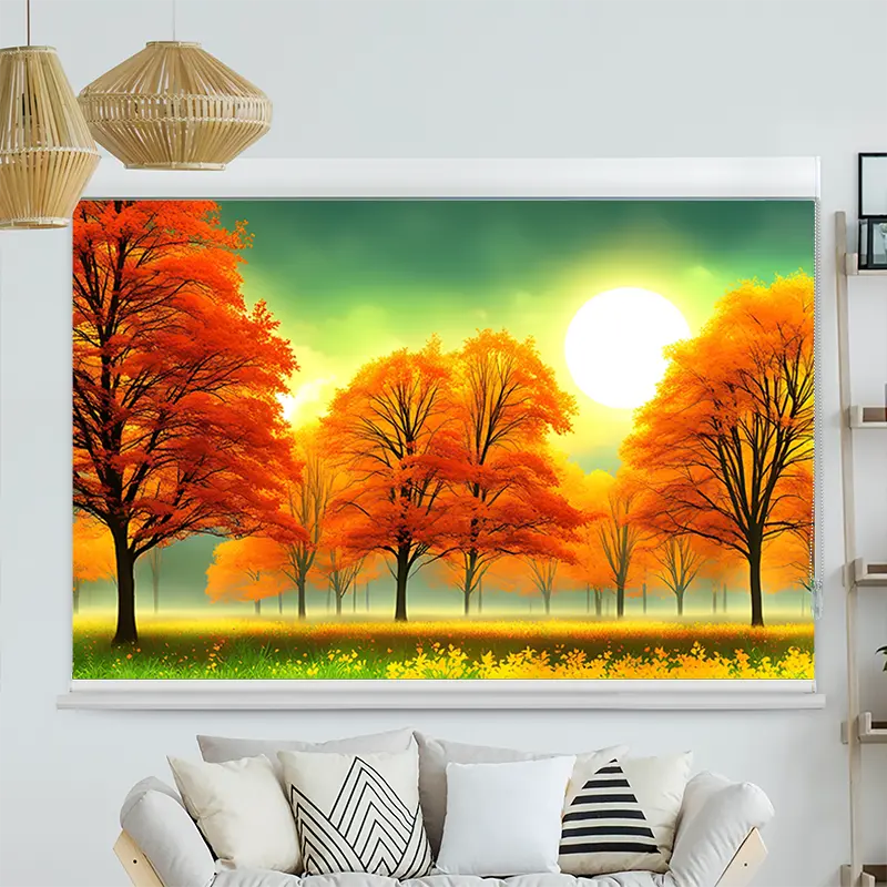 Kassettenrollo Motiv "Herbstwald Sonnenschein" | bis B 420 x H 420 cm