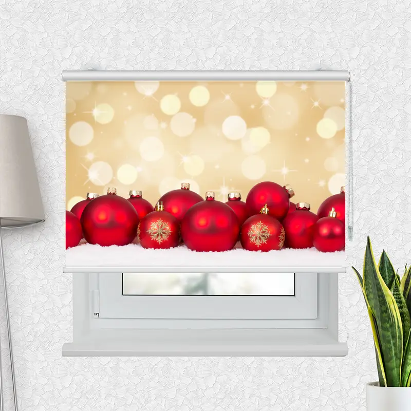 Motivrollo 'Rote Weihnachtskugeln' | Bis B 430 x H 440 cm