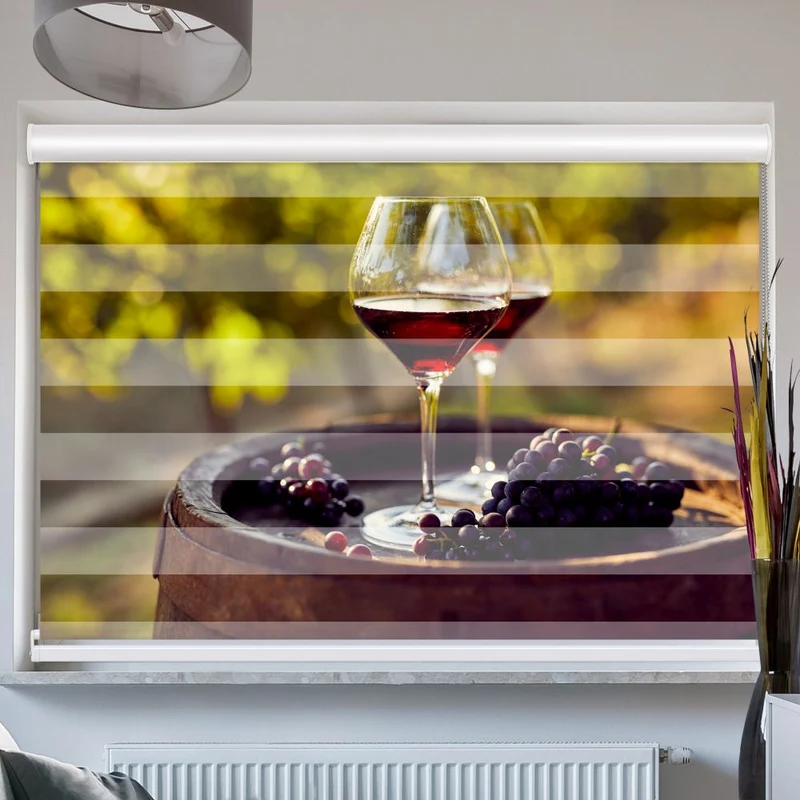 Doppelrollo mit Kassette "Rotwein Im Weinberg"