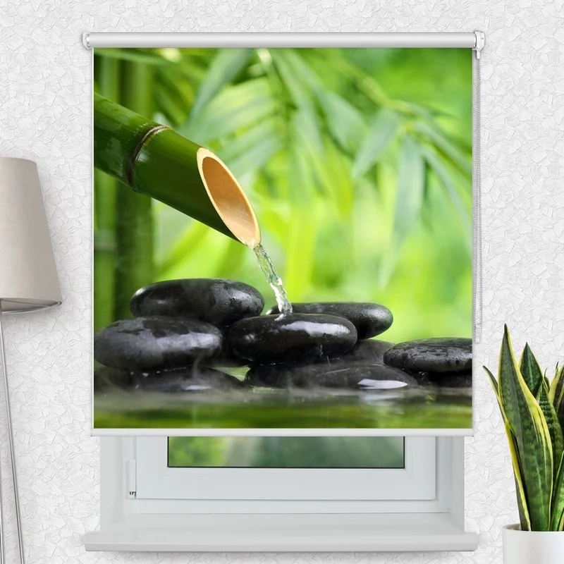 Motivrollo 'Bambus Zen Stones' | Bis B 430 x H 440 cm