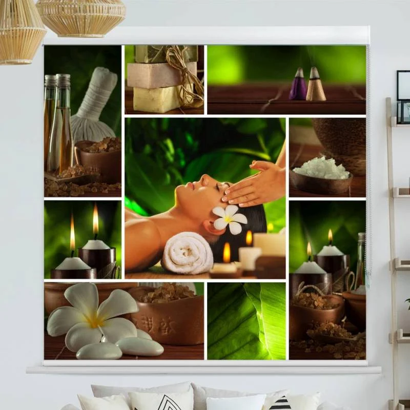 Kassettenrollo Motiv "Spa Collage" | bis B 420 x H 420 cm