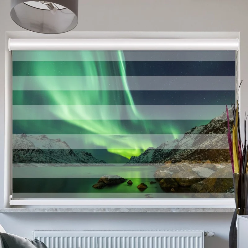 Doppelrollo mit Kassette "Aurora Borealis Polarlichter"