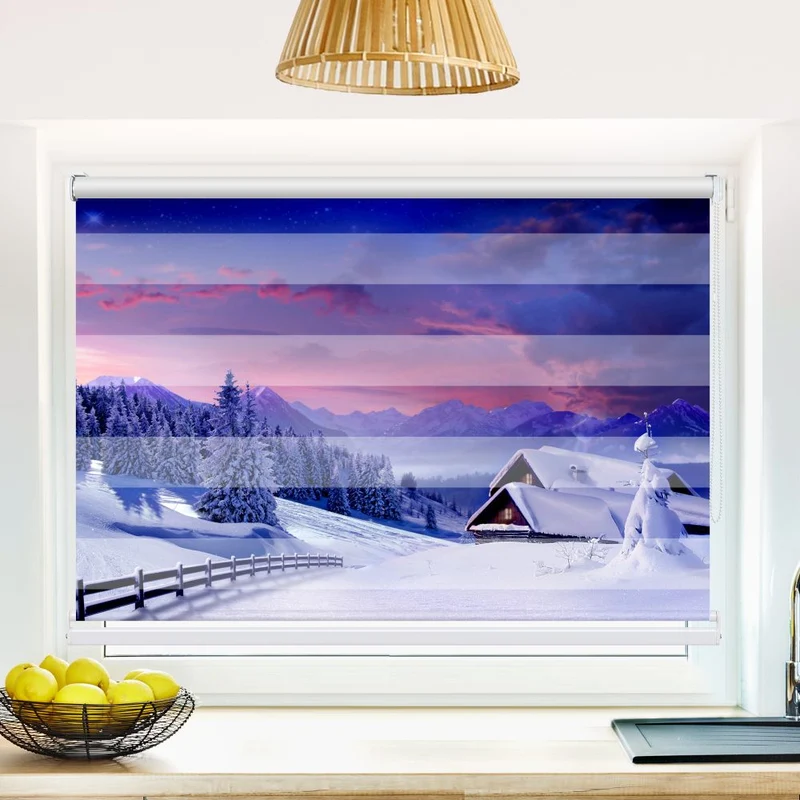 Klemmfix Doppelrollo 'Winterlandschaft' | Klemm Doppelrollo