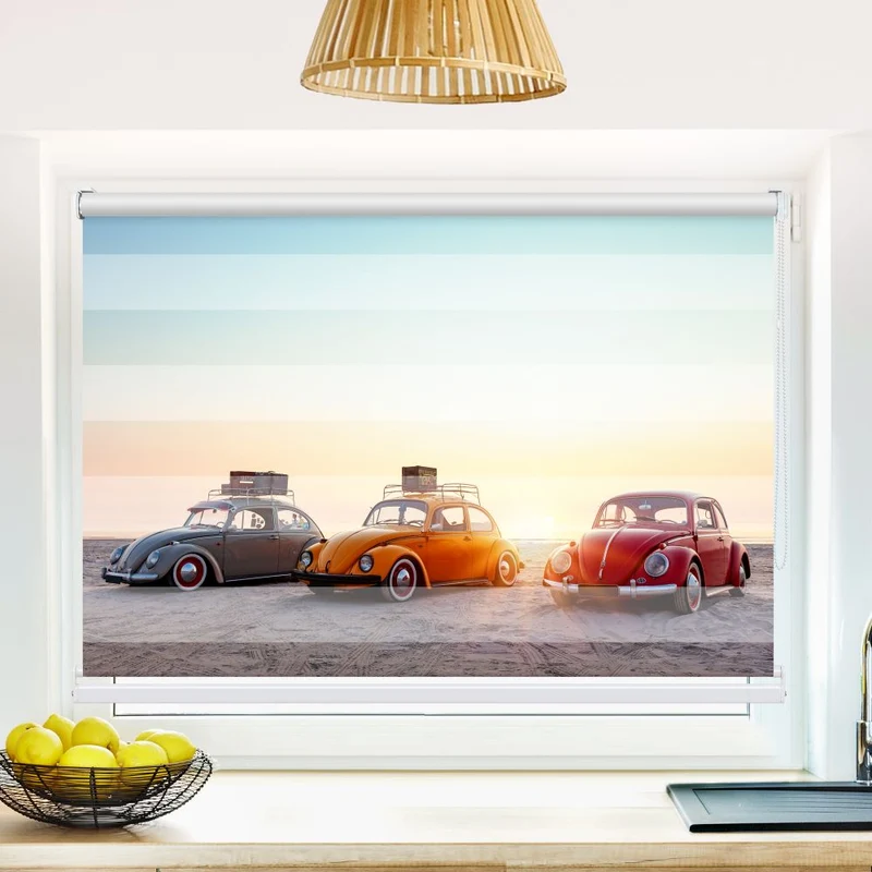 Klemmfix Doppelrollo 'Vw Kaefer Strand' | Klemm Doppelrollo