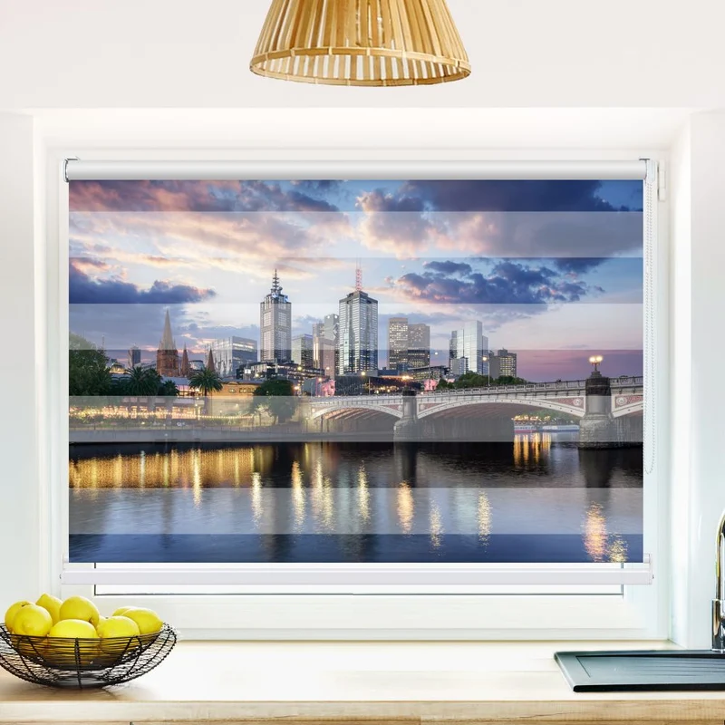 Klemmfix Doppelrollo 'Melbourne Skyline' | Klemm Doppelrollo