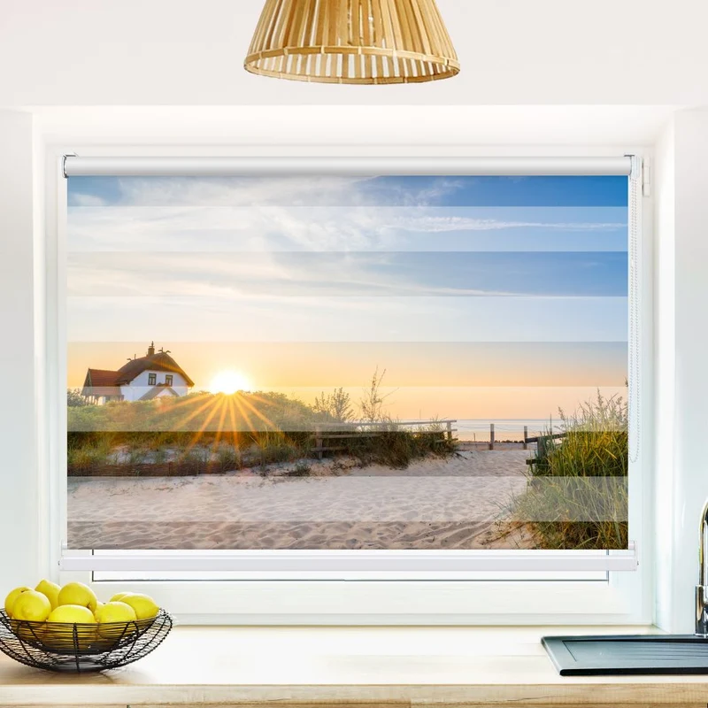 Klemmfix Doppelrollo 'Heiligenhafen Meer Sonnenaufgang' | Klemm Doppelrollo
