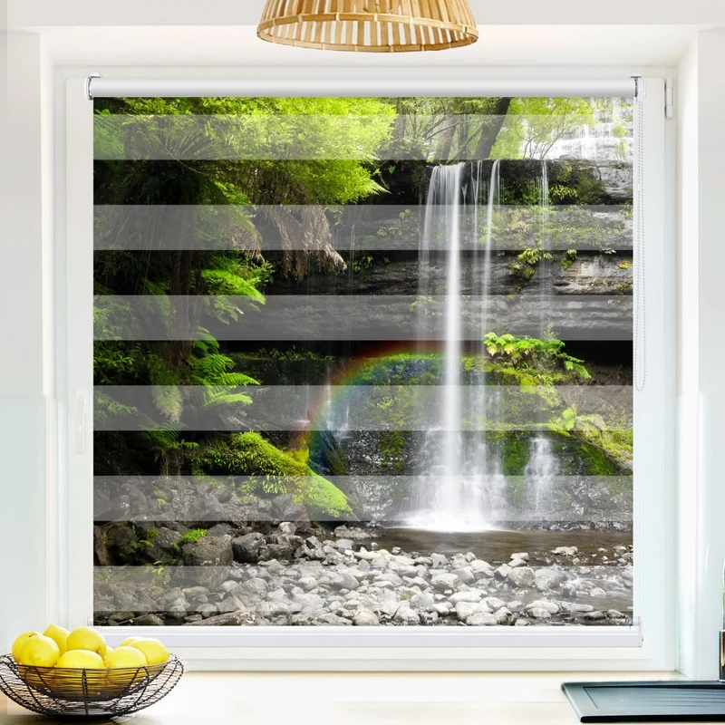 Klemmfix Doppelrollo 'Wasserfall Wald' | Klemm Doppelrollo