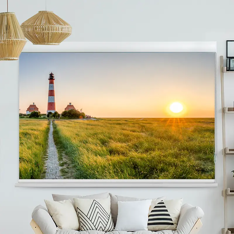 Kassettenrollo Motiv "Leuchtturm Nordsee" | bis B 420 x H 420 cm