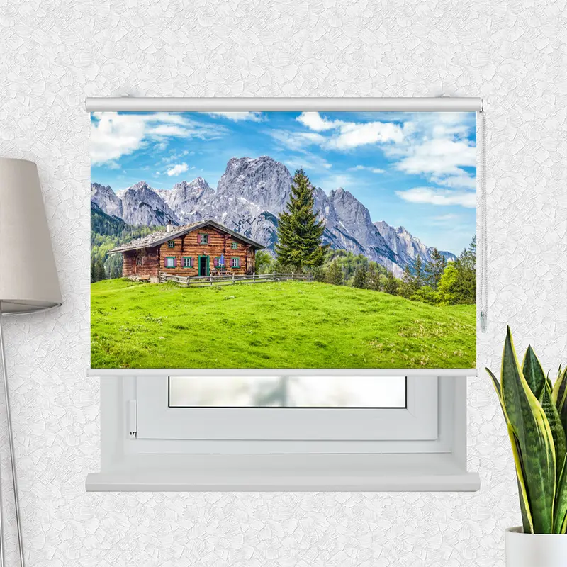 Motivrollo "Berghütte in den Alpen" | Bis B 430 x H 440 cm