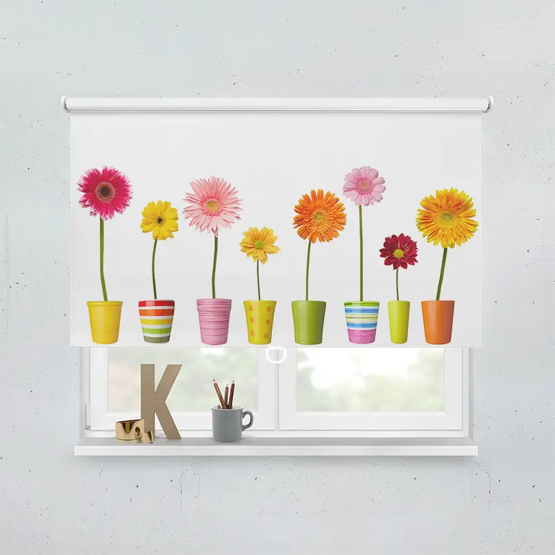 Springrollo Motiv "Bunte Topfblumen"