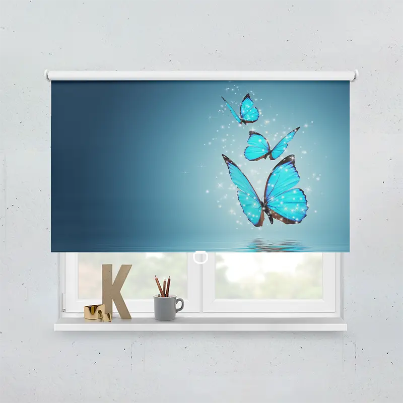 Springrollo Motiv "Blaue Schmetterlinge"