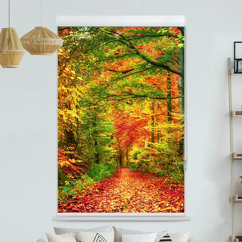 Kassettenrollo Motiv "Weg Im Herbstwald" | bis B 420 x H 420 cm