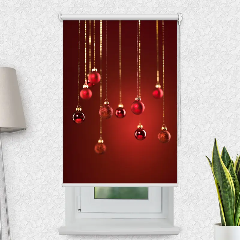Motivrollo 'Rote Weihnachtskugeln' | Bis B 430 x H 440 cm