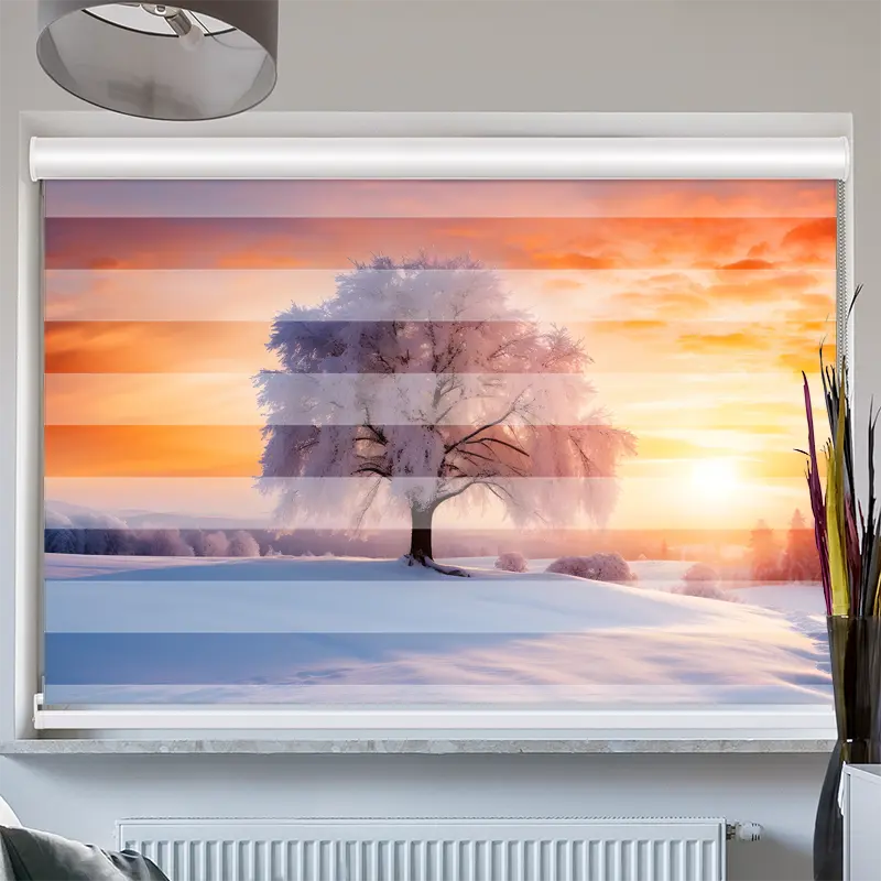 Doppelrollo mit Kassette "Baum Mit Schnee"