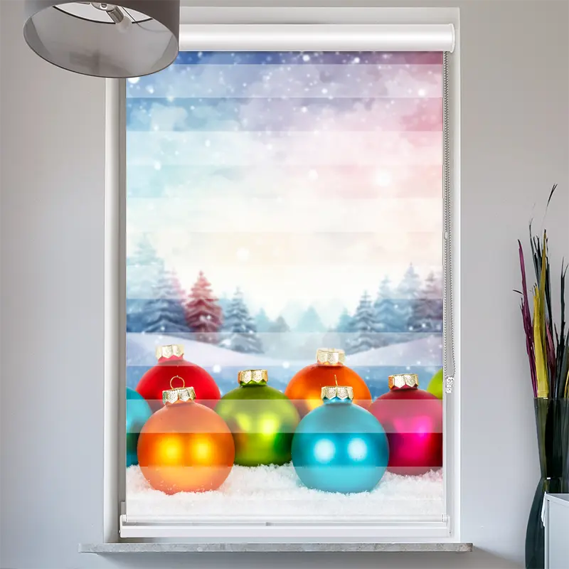 Doppelrollo mit Kassette "Bunte Weihnachtskugeln"