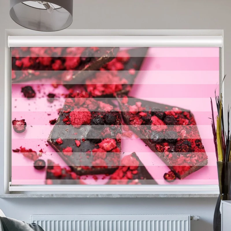 Doppelrollo mit Kassette "Beeren Auf Dunkler Schokolade"