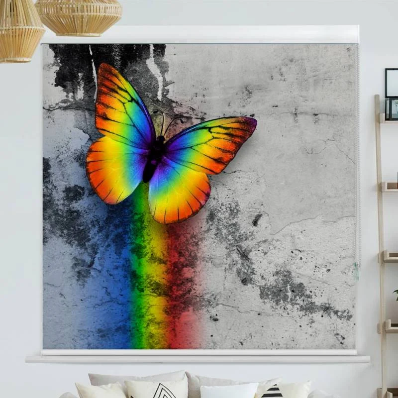Kassettenrollo Motiv "Schmetterling Bunt Beton" | bis B 420 x H 420 cm