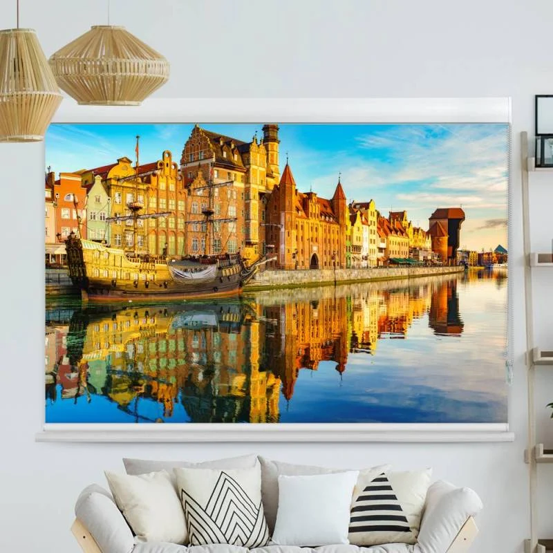 Kassettenrollo Motiv "Skyline Danzig Polen" | bis B 420 x H 420 cm