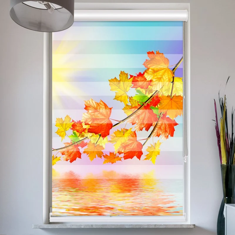 Doppelrollo mit Kassette "Herbst Ahornblaetter"
