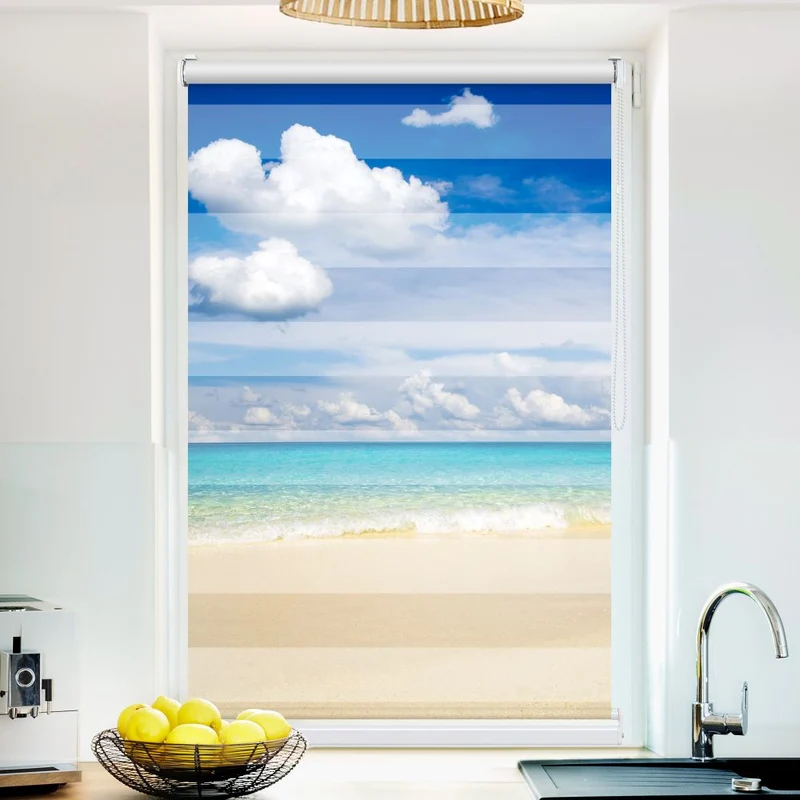 Klemmfix Doppelrollo 'Meer Himmel Strand' | Klemm Doppelrollo