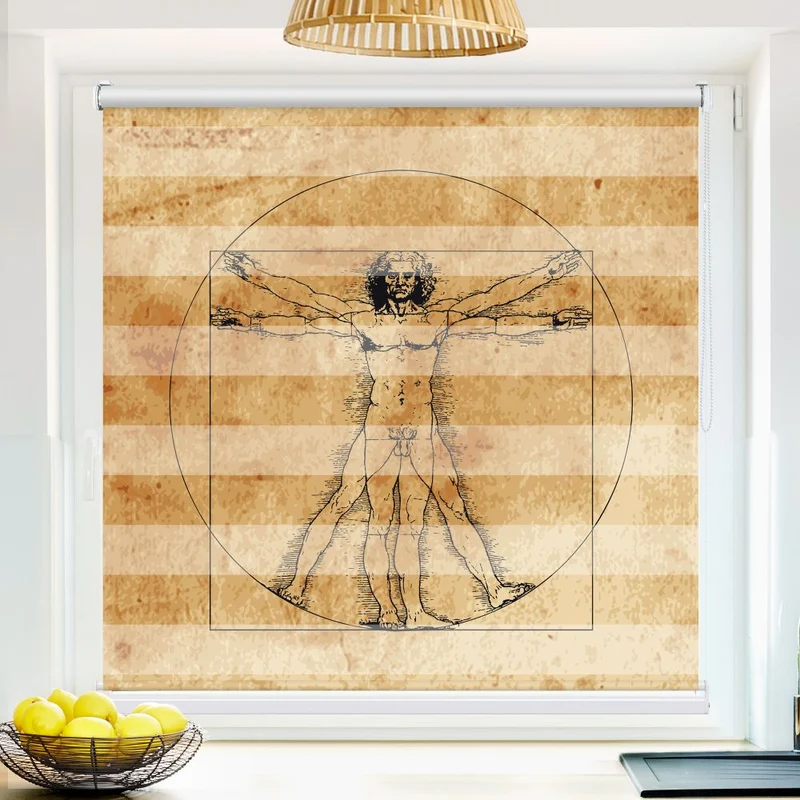 Klemmfix Doppelrollo 'Vintage Vitruvian Man' | Klemm Doppelrollo