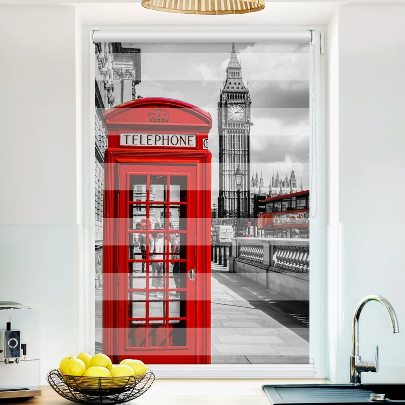 Klemmfix Doppelrollo 'Rote Telefonzelle London' | Klemm Doppelrollo