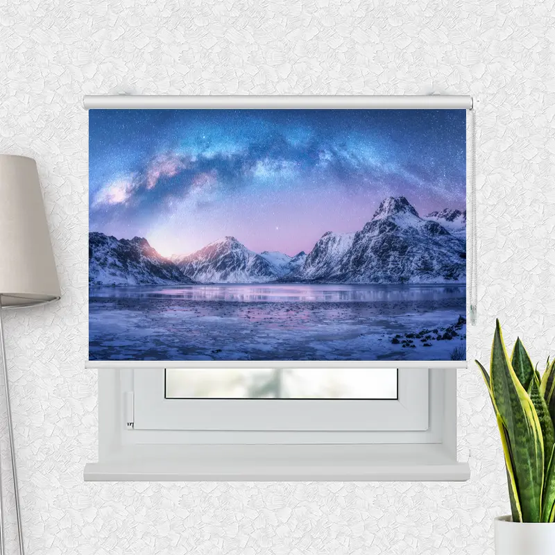 Motivrollo "Milchstraße über Bergen" | Bis B 430 x H 440 cm