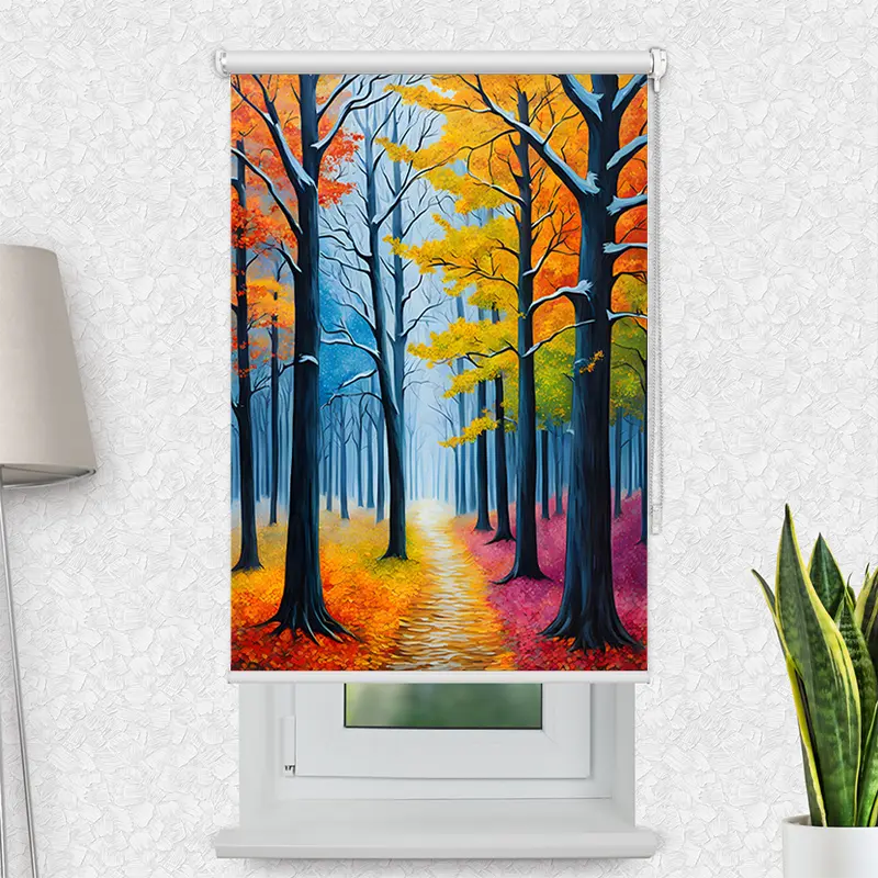 Klemmfix Rollo "Herbstwald Gemaelde" | Motiv-Klemmrollo