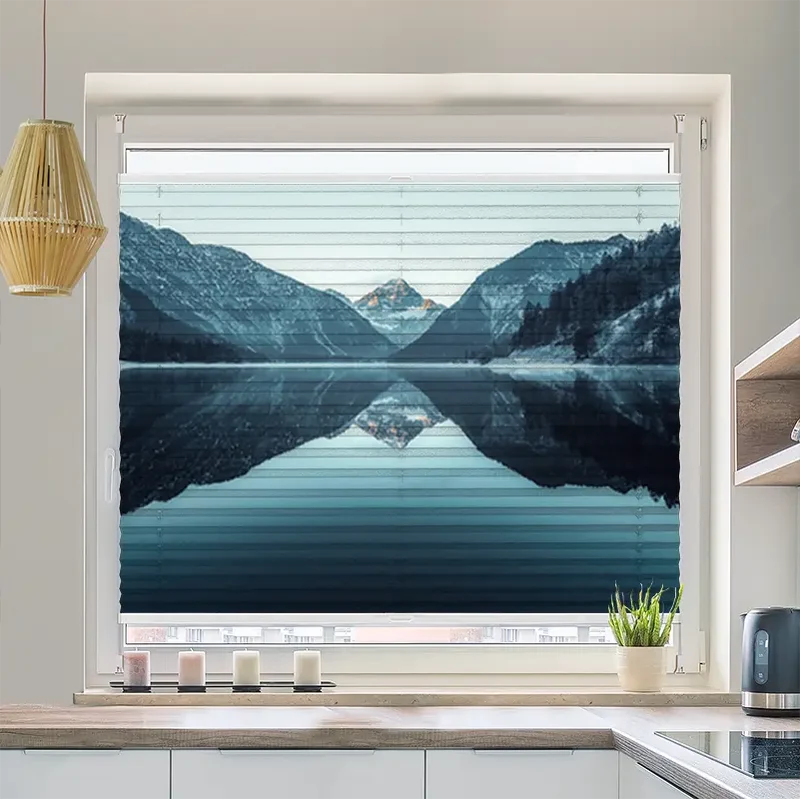 Wabenplissee Motiv "Plansee Alpen"