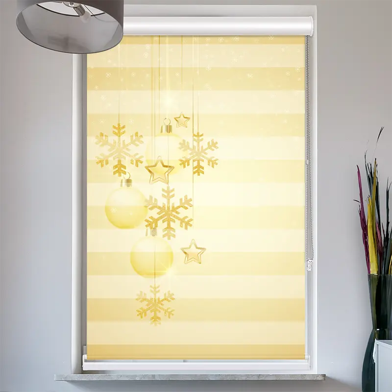 Doppelrollo mit Kassette "Weihnachtsschmuck Gold"