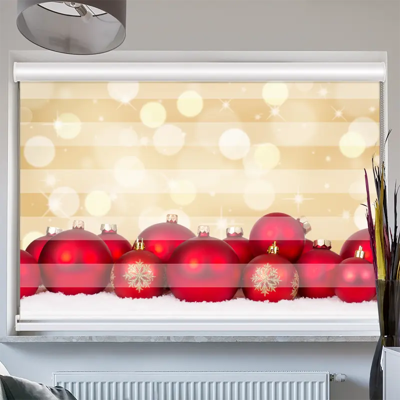 Doppelrollo mit Kassette "Rote Weihnachtskugeln"