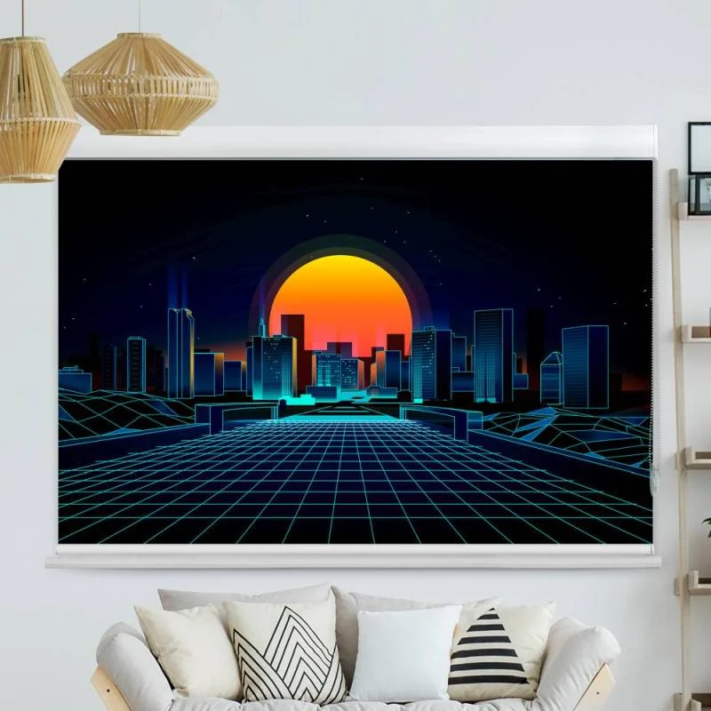 Kassettenrollo Motiv "Retro Sci Fi Background" | bis B 420 x H 420 cm