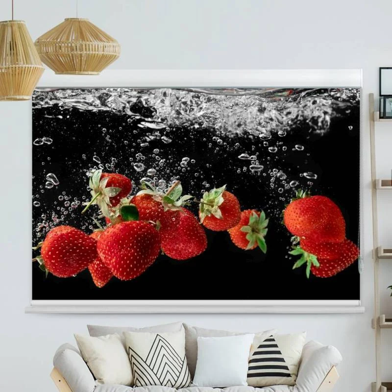 Kassettenrollo Motiv "Frische Erdbeeren" | bis B 420 x H 420 cm