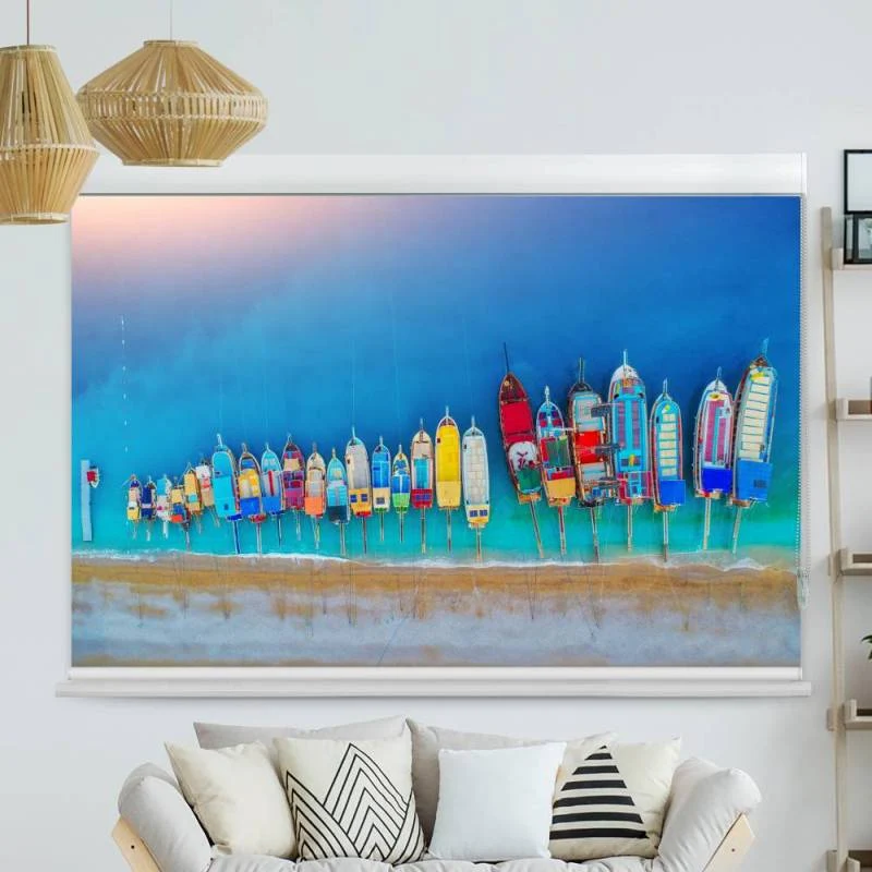Kassettenrollo Motiv "Meer Boote" | bis B 420 x H 420 cm