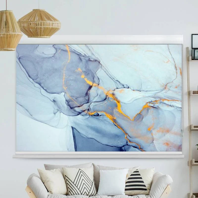 Kassettenrollo Motiv "Gemaelde Abstrakt Blau" | bis B 420 x H 420 cm