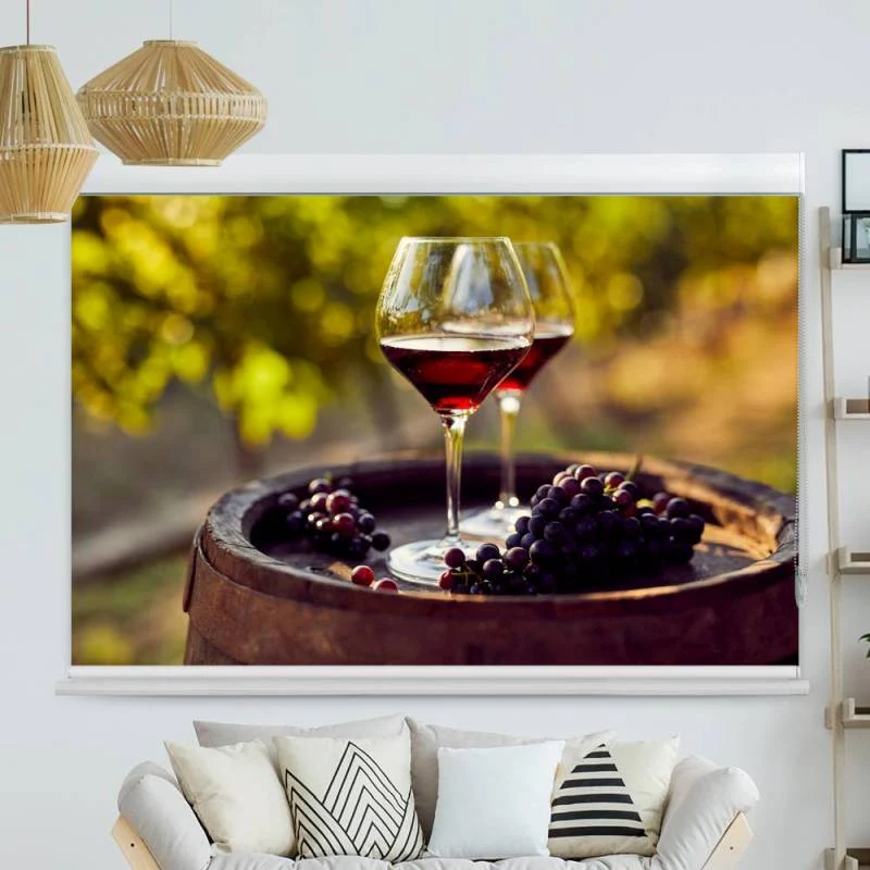 Kassettenrollo Motiv "Rotwein Im Weinberg" | bis B 420 x H 420 cm