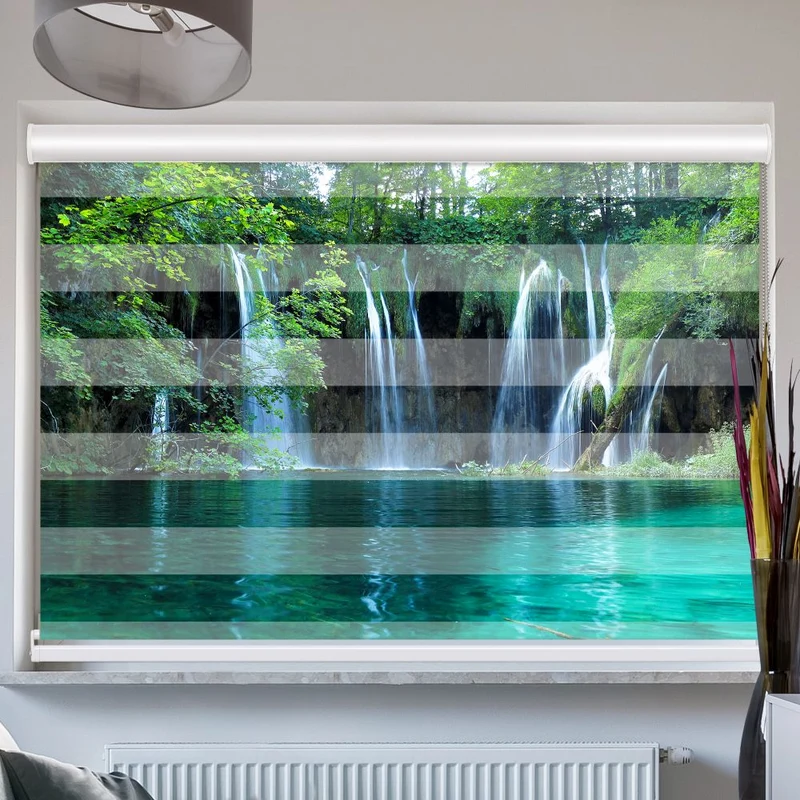 Doppelrollo mit Kassette "Kroatien Wasserfall Wald"