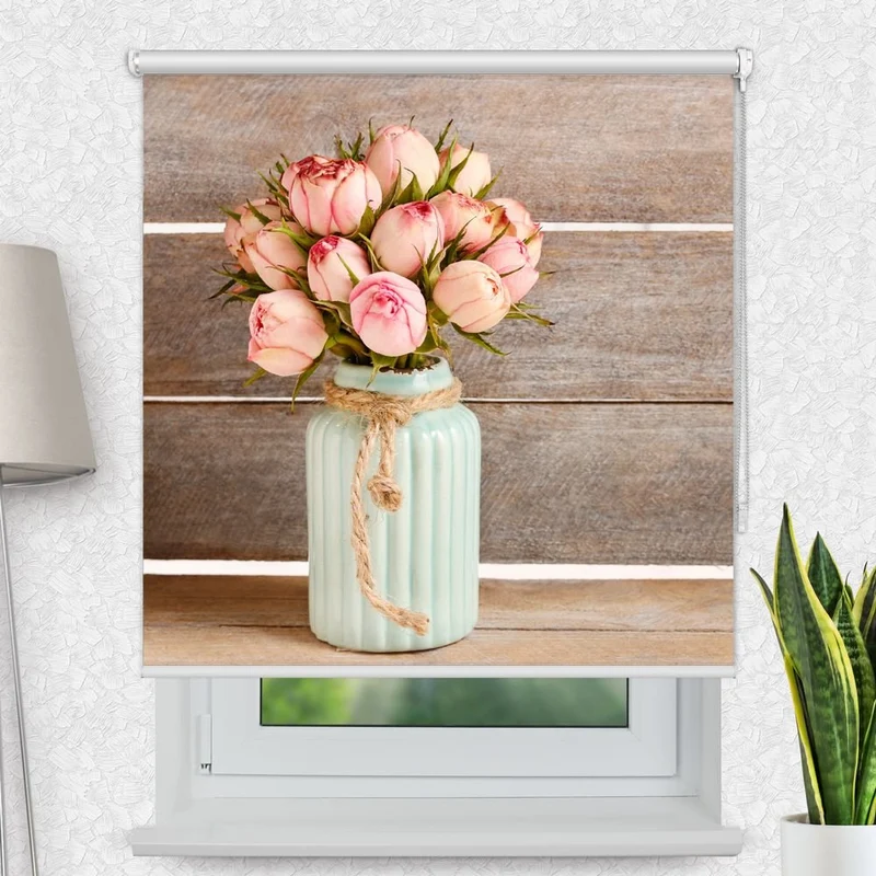 Motivrollo 'Pinke Rosen Shabby Chic' | Bis B 430 x H 440 cm