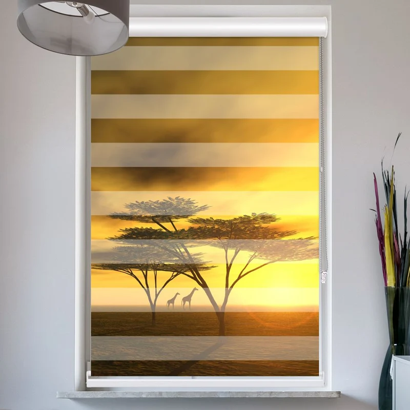 Doppelrollo mit Kassette "Afrika Giraffen"